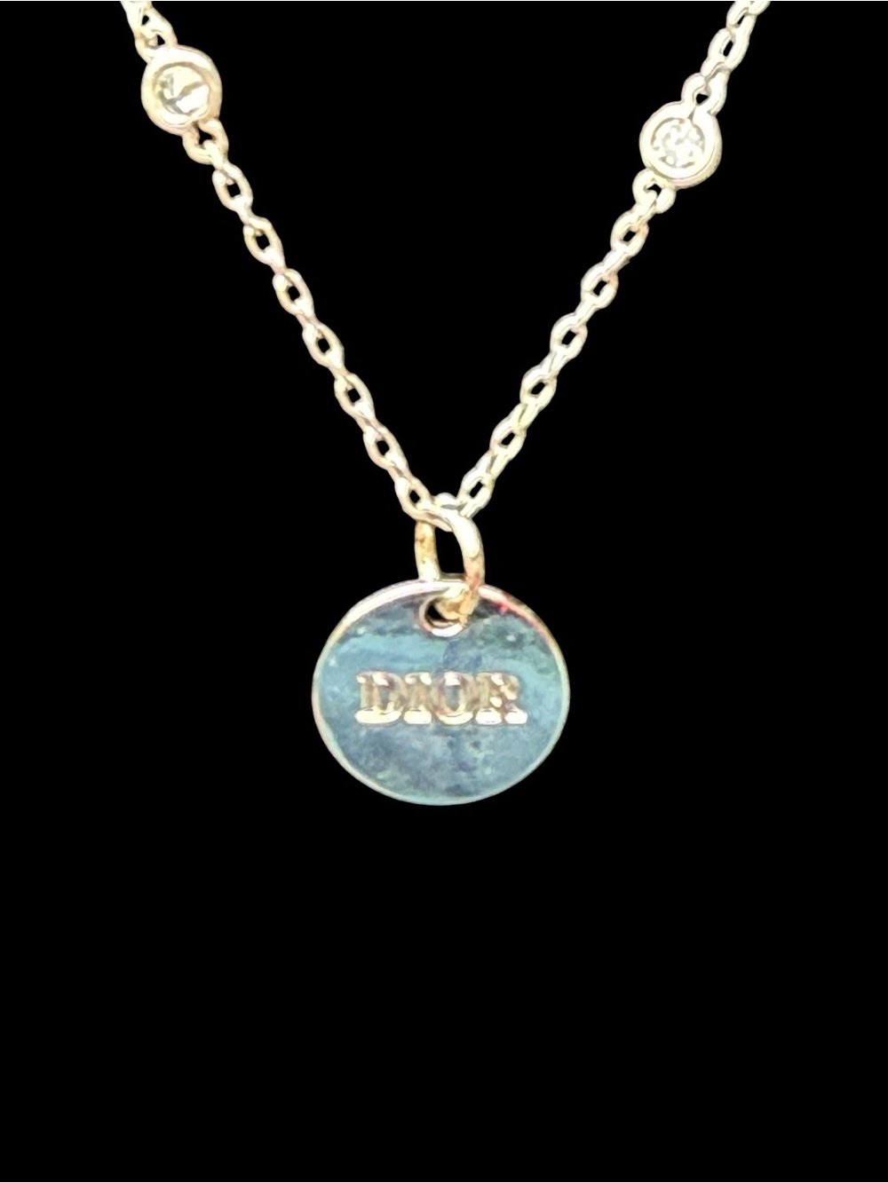 Upcycled Dior Gold-Tone Disc Pendant Necklace - Gold - Picture 2 of 3